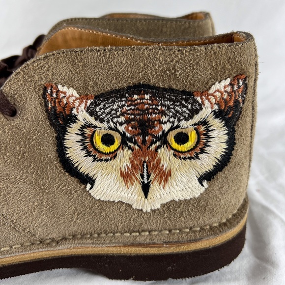 GUCCI Beige Suede Owl & UFO Embroidered Men's Ankle Boots Made in Italy 7.5-8US - Picture 8 of 15